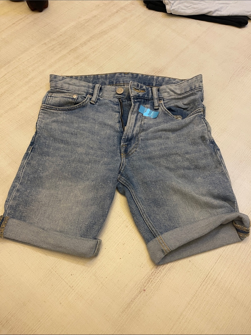 H&M Light Blue Denim Cuffed Men's Shorts